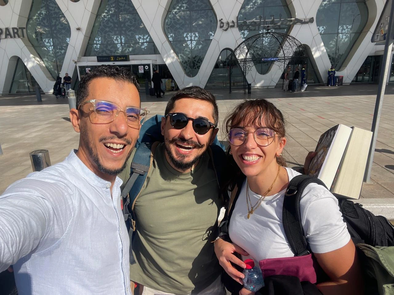 Smiling Goodbyes at Marrakech Airport With Adnane and Our Wonderful Guests