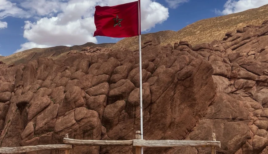 Monkey Fingers rock formations in Dades Valley Morocco surrounded by Atlas Mountains and desert landscapes