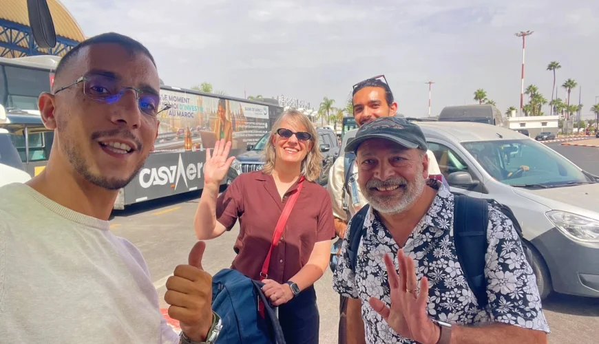 Ajay family smiling after their 10-day private Morocco tour with Moroccan Odyssey, leaving Morocco with souvenirs and happy memories